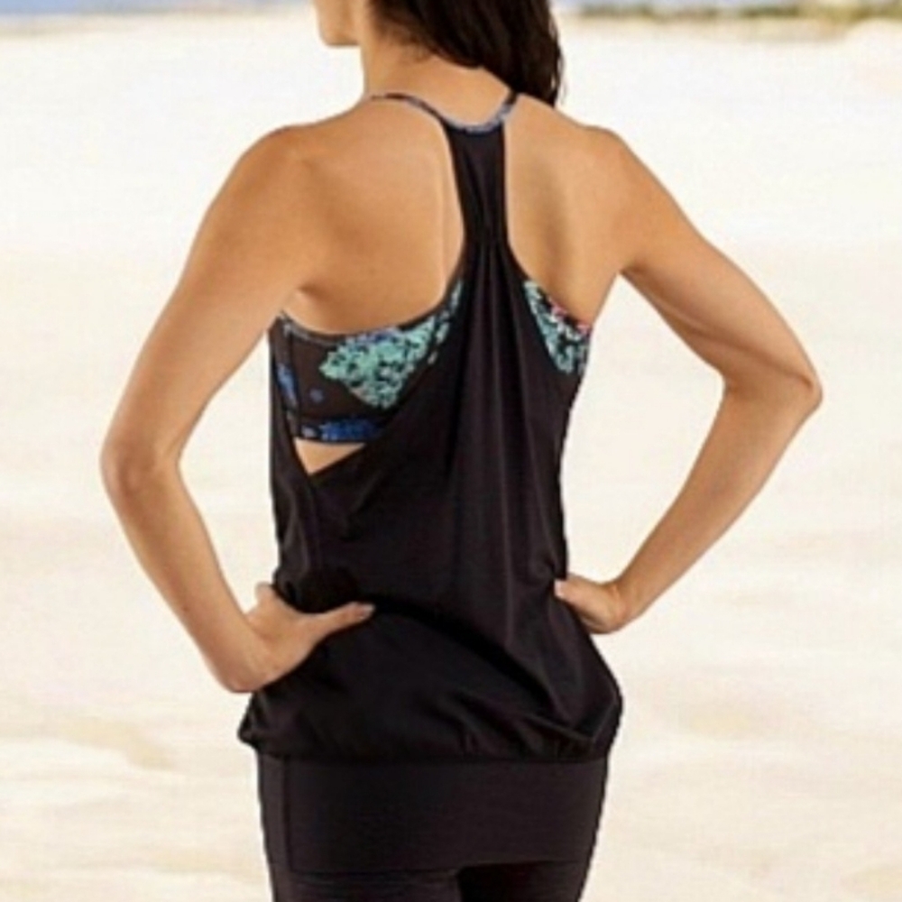 Lululemon No Limits TankBlack / Petal Pop Multi Size 10 - Picture 5 of 9